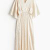 H & M - Getailleerde kaftanjurk - Lichtbeige