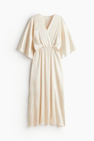 H & M - Getailleerde kaftanjurk - Lichtbeige