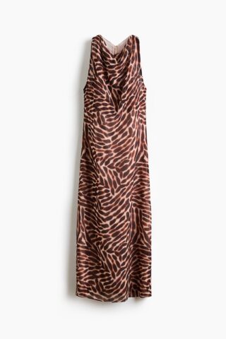 H & M - Sleeveless cowl-neck dress - Lichtbeige/Dessin