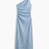 H & M - One-shoulderjurk van crinckletricot - Lichtblauw