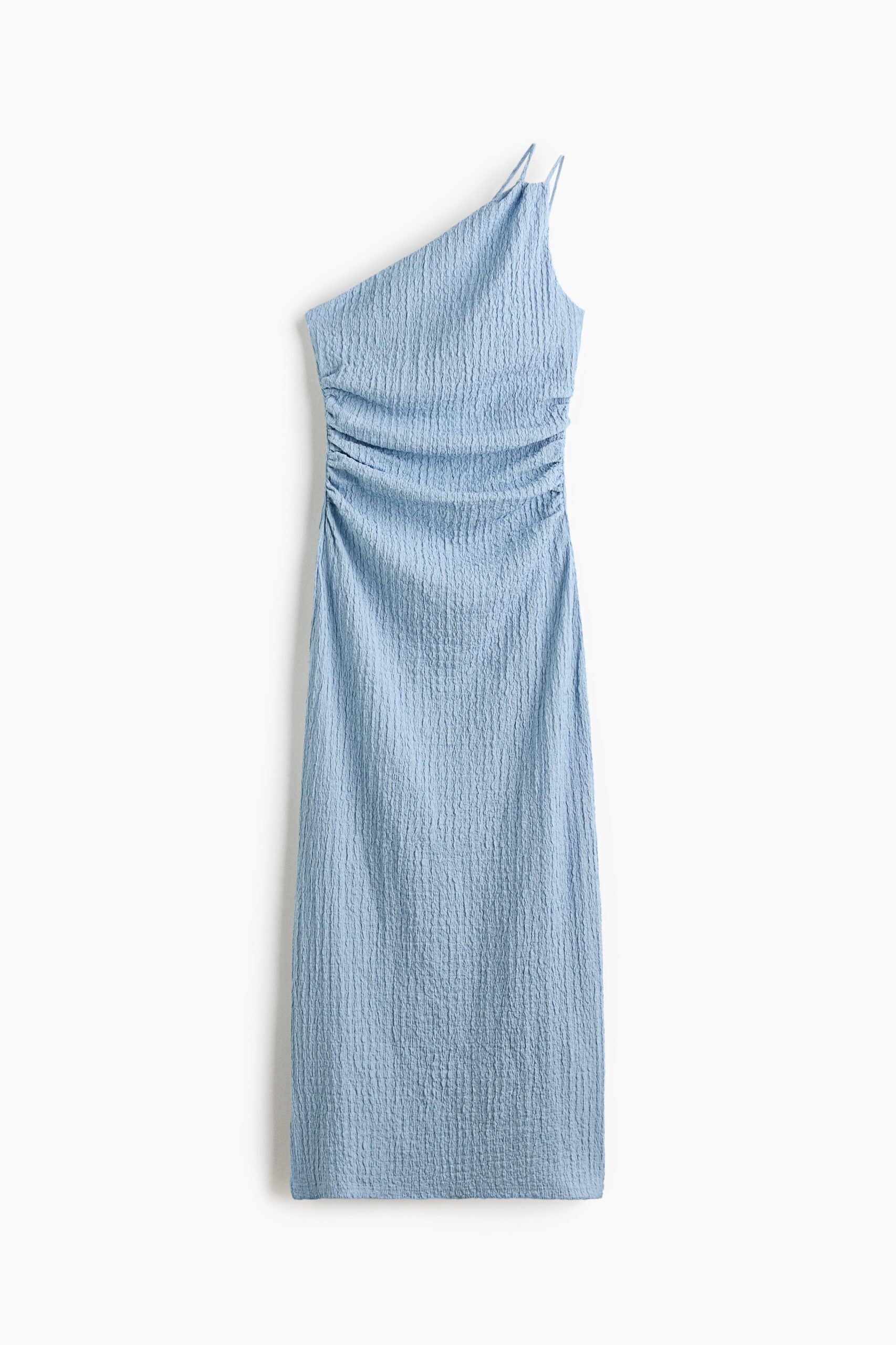 H & M - One-shoulderjurk van crinckletricot - Lichtblauw H & M - One-shoulderjurk van crinckletricot - Lichtblauw