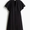 H & M - Mousseline A-linejurk - Zwart