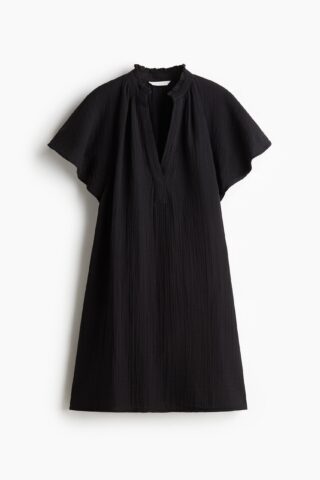 H & M - Mousseline A-linejurk - Zwart