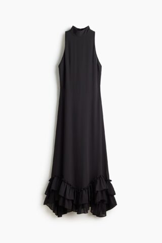 H & M - Maxi-jurk met volants - Zwart