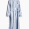 H & M - Overhemdjurk met strikceintuur - Lichtblauw/Gestreept