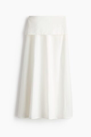 H & M - Popeline rok met volant - Roomwit