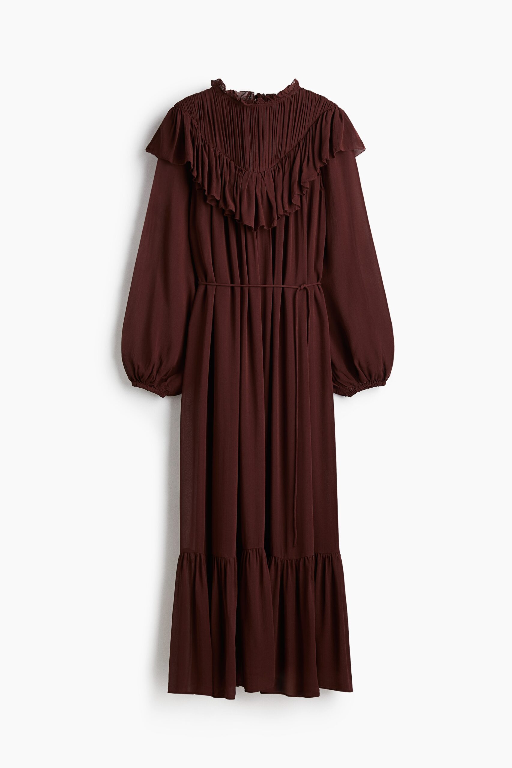H & M - Volantjurk van chiffon - Bordeauxrood H & M - Volantjurk van chiffon - Bordeauxrood