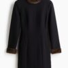 H & M - Nauwsluitende jurk - Zwart/Bruin
