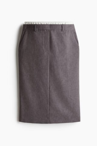 H & M - Kokerrok met dubbele tailleband - Grijs