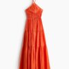H & M - Halterjurk met stroken - Helderoranje