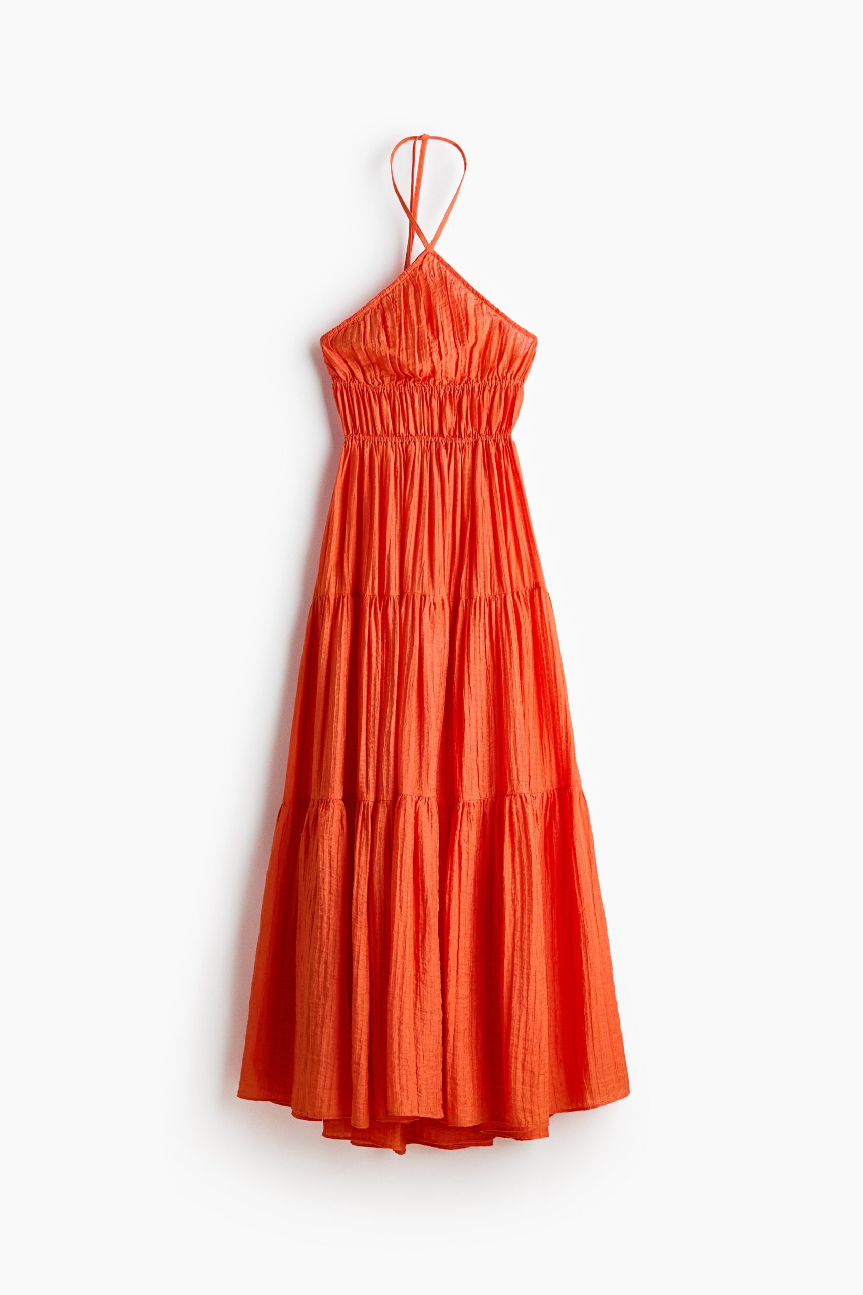 H & M - Halterjurk met stroken - Helderoranje