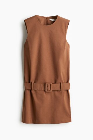 H & M - Mini-jurk met ceintuur - Bruin