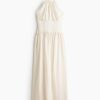 H & M - Ingerimpelde halterjurk - Roomwit