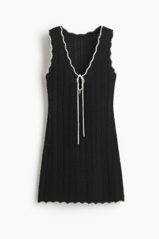 H & M - Ajourgebreide strandjurk - Zwart