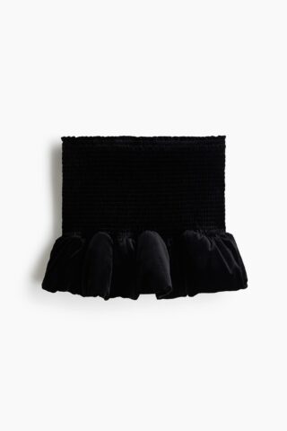 H & M - Velours rok met smokwerk - Zwart