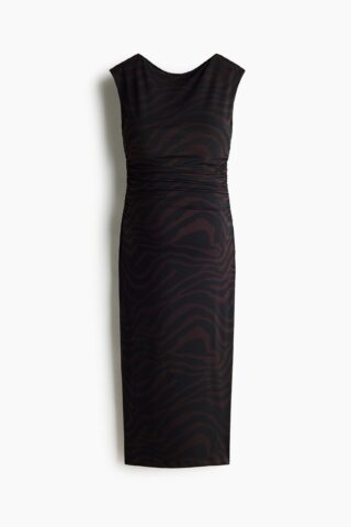 H & M - MAMA Jurk met kapmouwen - Donkerbruin/Zebradessin
