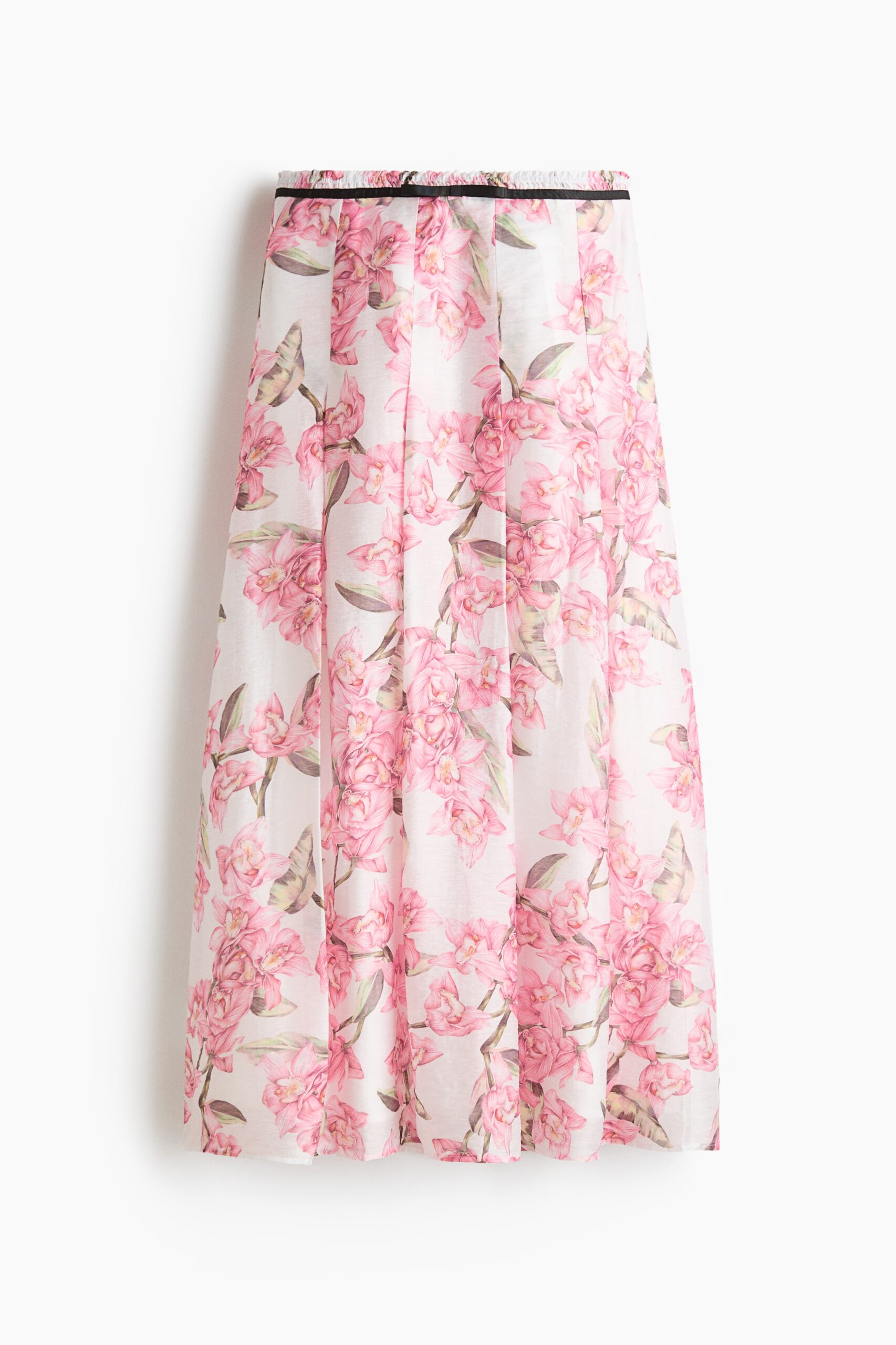 H & M - Geplooide rok van linnenmix - Ivoorwit/Bloemen H & M - Geplooide rok van linnenmix - Ivoorwit/Bloemen