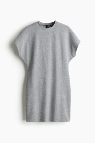 H & M - Tricot jurk met korte mouwen - Grijs