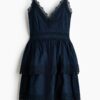 H & M - Katoenen jurk met kant - Donkerblauw