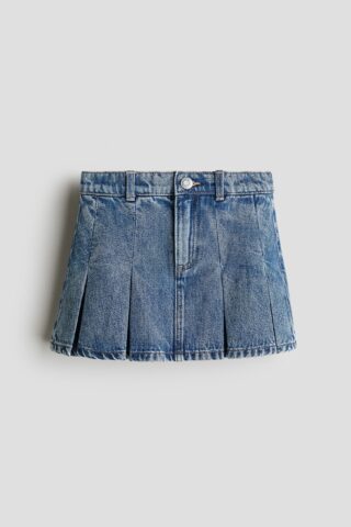 H & M - Denim plooirok - Denimblauw