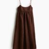 H & M - Jacquardgeweven strappy jurk - Donkerbruin