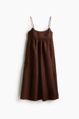 H & M - Jacquardgeweven strappy jurk - Donkerbruin