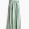 H & M - Geplooide bandeaujurk - Lichtgroen