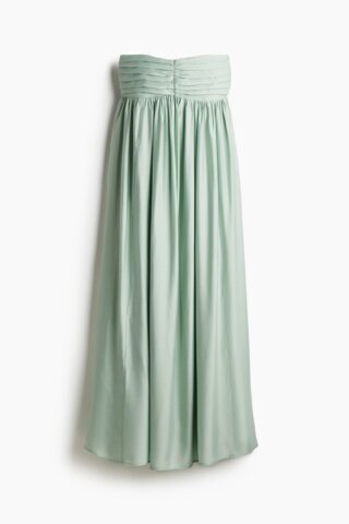 H & M - Geplooide bandeaujurk - Lichtgroen