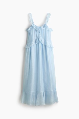 H & M - Jurk met volants en strikbandjes - Lichtblauw