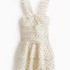 H & M - Gedrapeerde jurk met uitlopende rok - Lichtbeige/Stippen