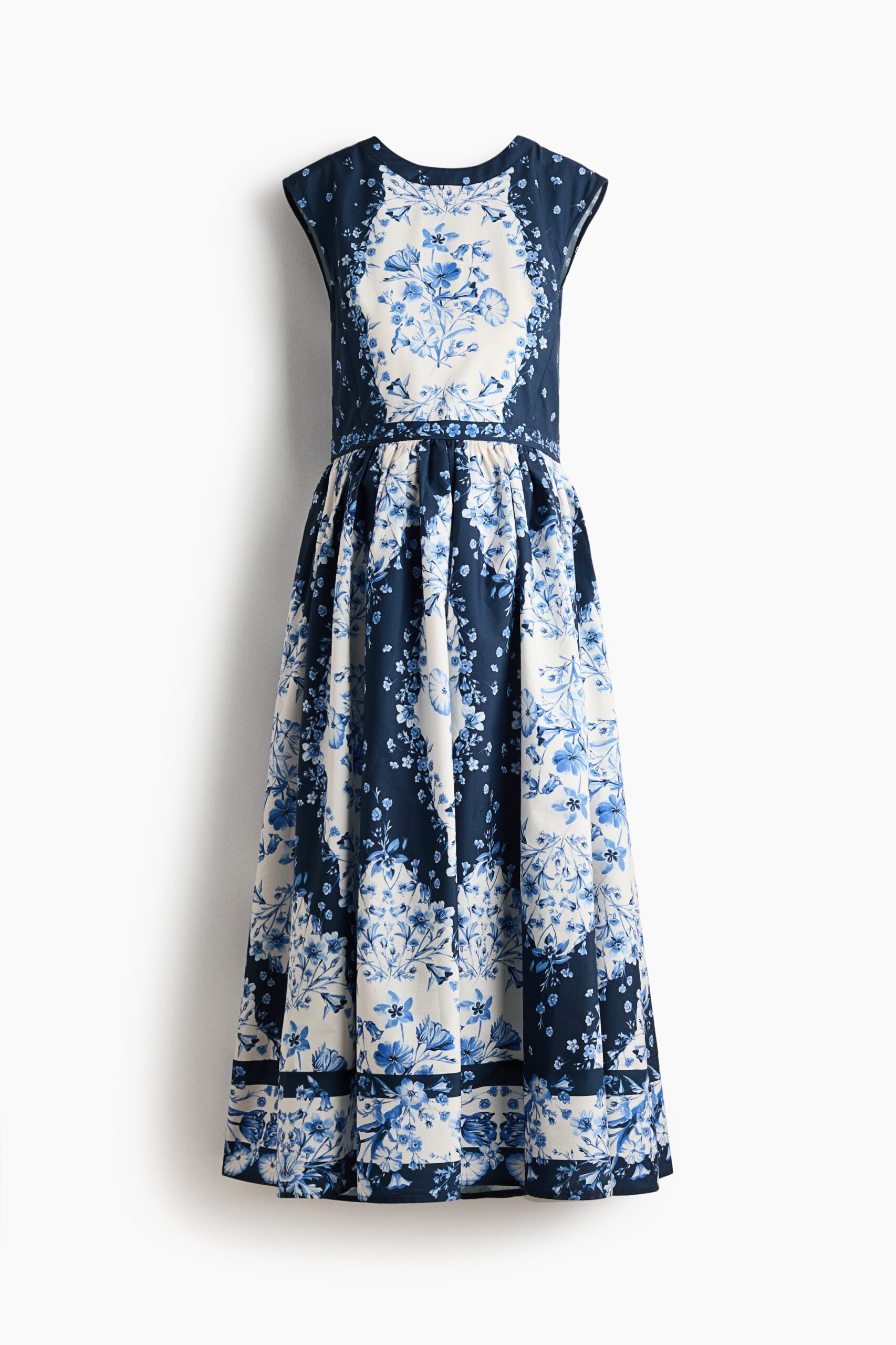 H & M - MAMA Uitlopende voedingsjurk - Marineblauw/Bloemen