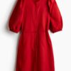 H & M - Jurk van linnenmix - Rood
