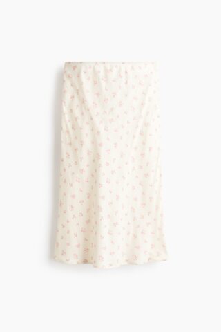 H & M - Slip-on rok van viscose - Roomwit/Bloemen