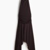 H & M - Gedrapeerde halterjurk - Donkerbruin