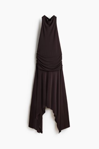 H & M - Gedrapeerde halterjurk - Donkerbruin
