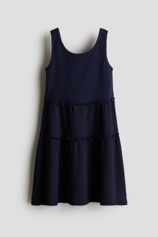 H & M - Jurk van structuurtricot - Marineblauw