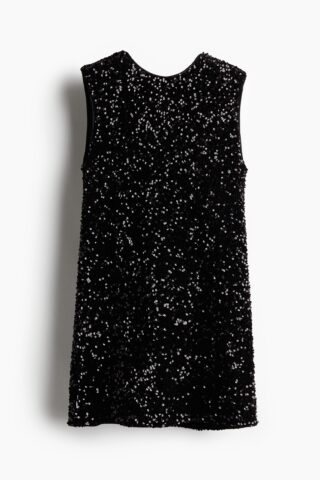 H & M - Jurk met pailletten - Zwart/Wit