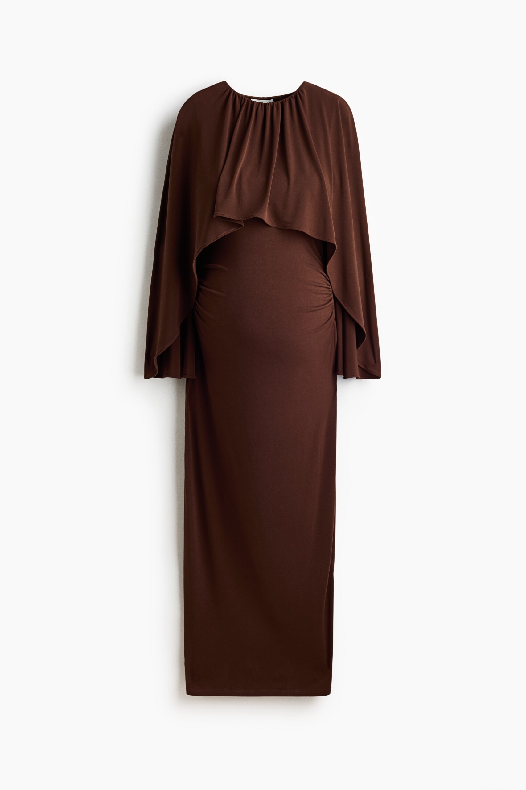 H & M - MAMA Gedrapeerde jurk met capedetail - Donkerbruin H & M - MAMA Gedrapeerde jurk met capedetail - Donkerbruin