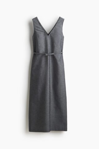H & M - Jurk met ceintuur - Donkergrijs Gemêleerd