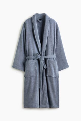 H & M - Ochtendjas van katoenen badstof - Dusty Blauw