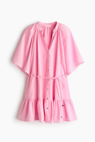 H & M - Overhemdjurk met strikceintuur - Pink