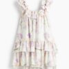 H & M - Jurk met volants - Wit/Bloemen