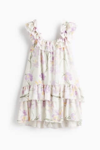 H & M - Jurk met volants - Wit/Bloemen