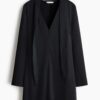 H & M - Satijnen jurk met sjaaldetail - Zwart