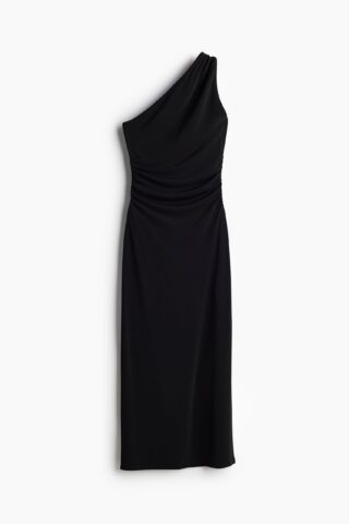 H & M - Tricot one-shoulderjurk - Zwart