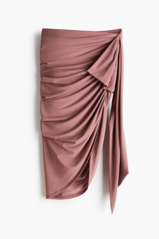 H & M - Gedrapeerde rok met strikdetail - Dusty Roze