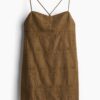 H & M - Strappy jurk met borduursel - Bruin