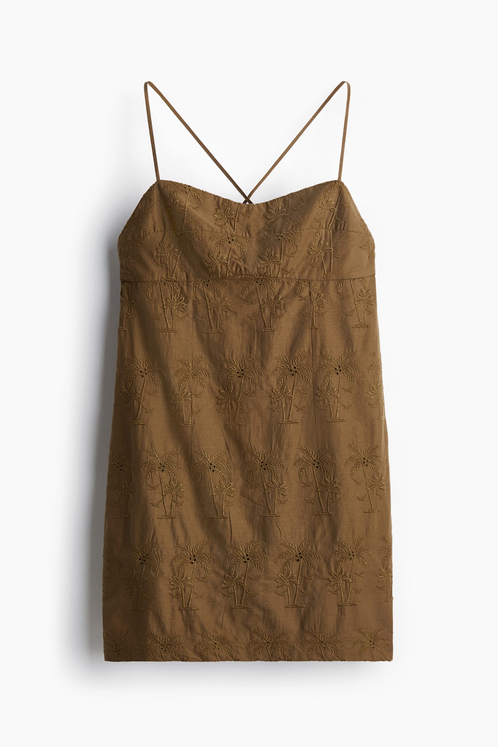 H & M - Strappy jurk met borduursel - Bruin