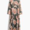 H & M - Jurk met drawstring - Zwart/Bloemen