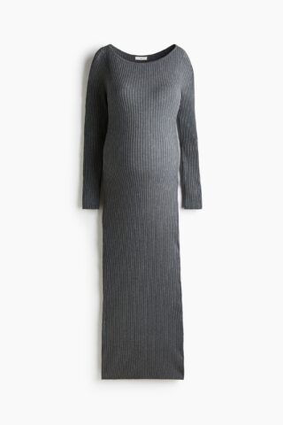 H & M - MAMA Bodyconjurk met boothals - Donkergrijs Gemêleerd